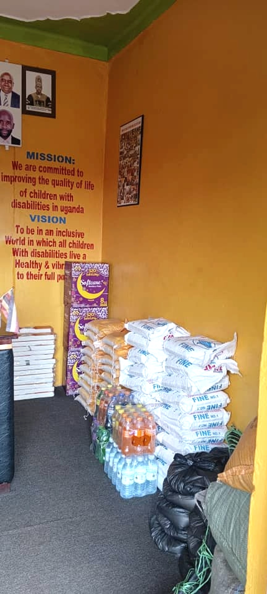 Food, soap, drinks and other supplies prepared inside the St. Jude Africa office